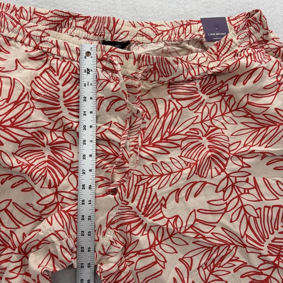 Lane Bryant Pants Womens 26/28 Red Leaf Print Linen Blend Cropped Capri Beach - Picture 6 of 11